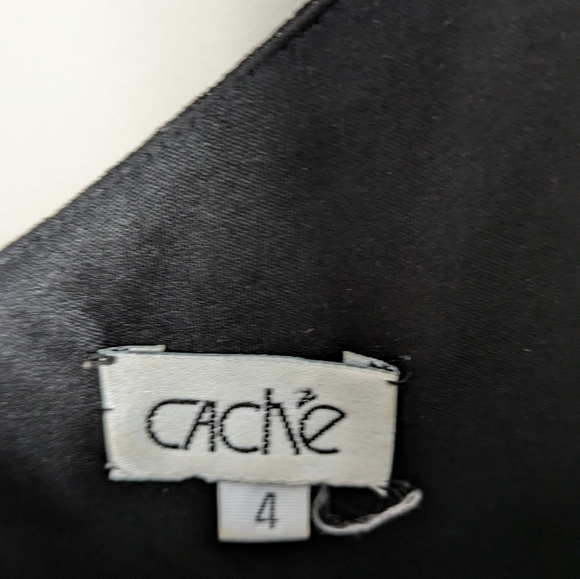 Vintage Cache Black Pink Silk Asymmetrical Floral Beaded Slip Dress - Picture 8 of 12